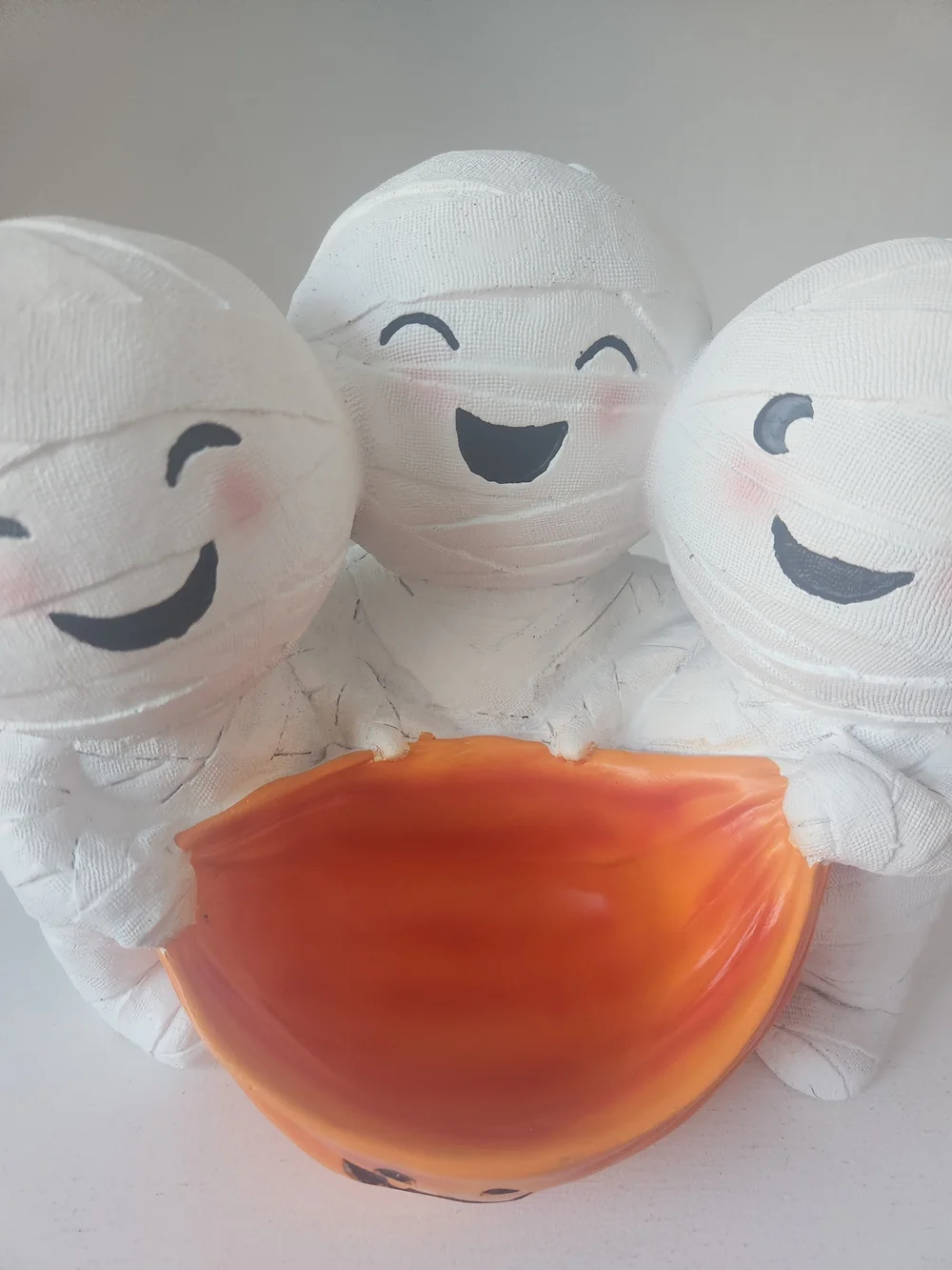 Halloween Mummy Trio Candy Dish - White & Orange